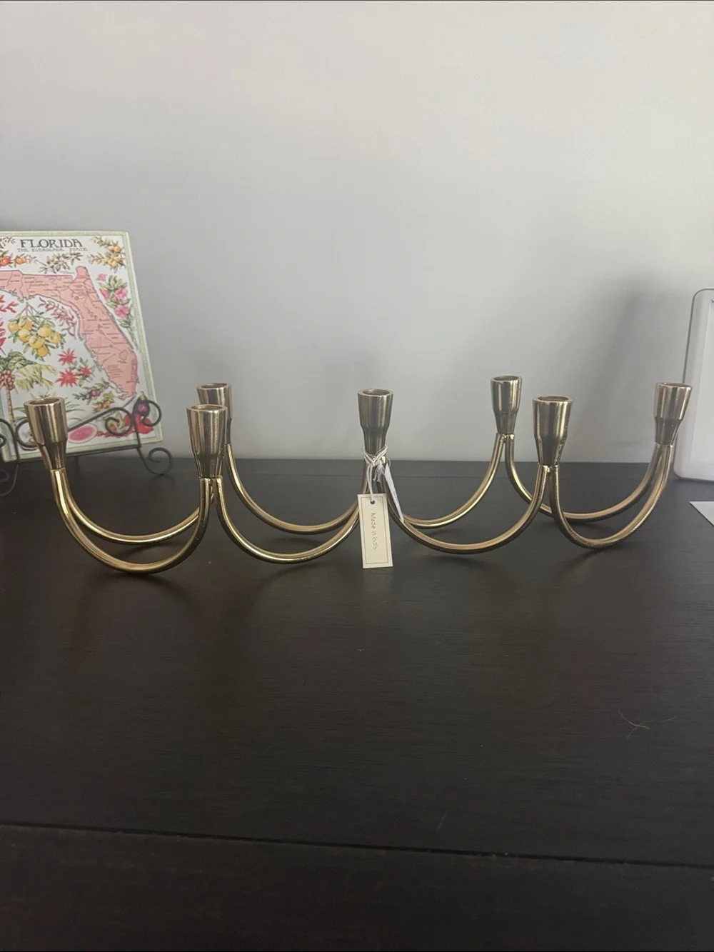 Gold 5-Arm Curved Candle Holder